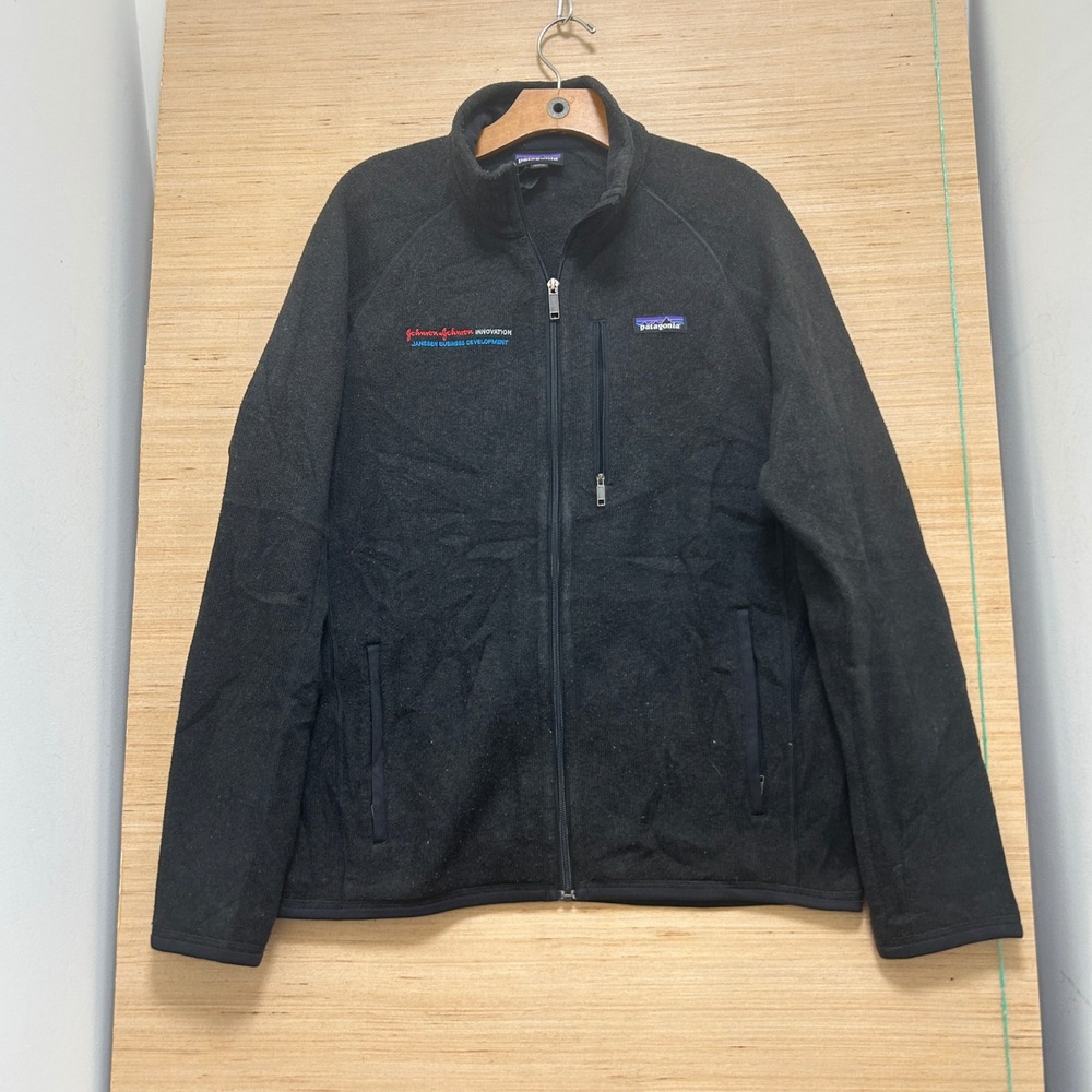 Patagonia Better Sweater Full Zip Fleece Jacket Mens Medium Black J&J Logo